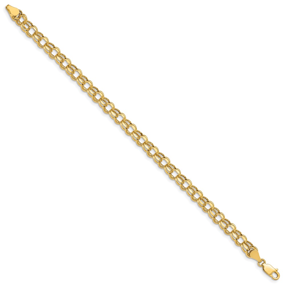 10k 7in 5.5mm Hollow Diamond-cut Double Link Charm Bracelet - Image 2