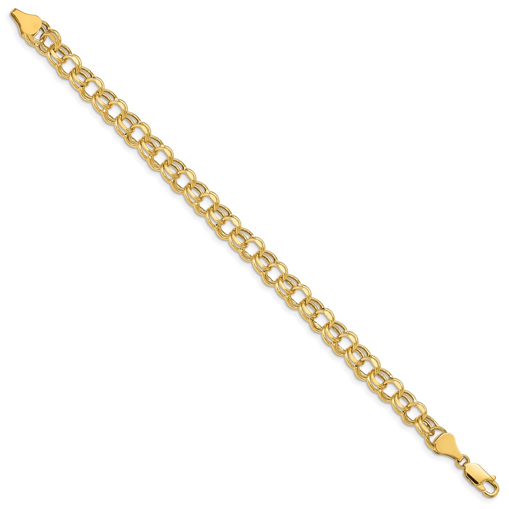 10k 7in 6.5mm Hollow Diamond-cut Double Link Charm Bracelet - Image 2