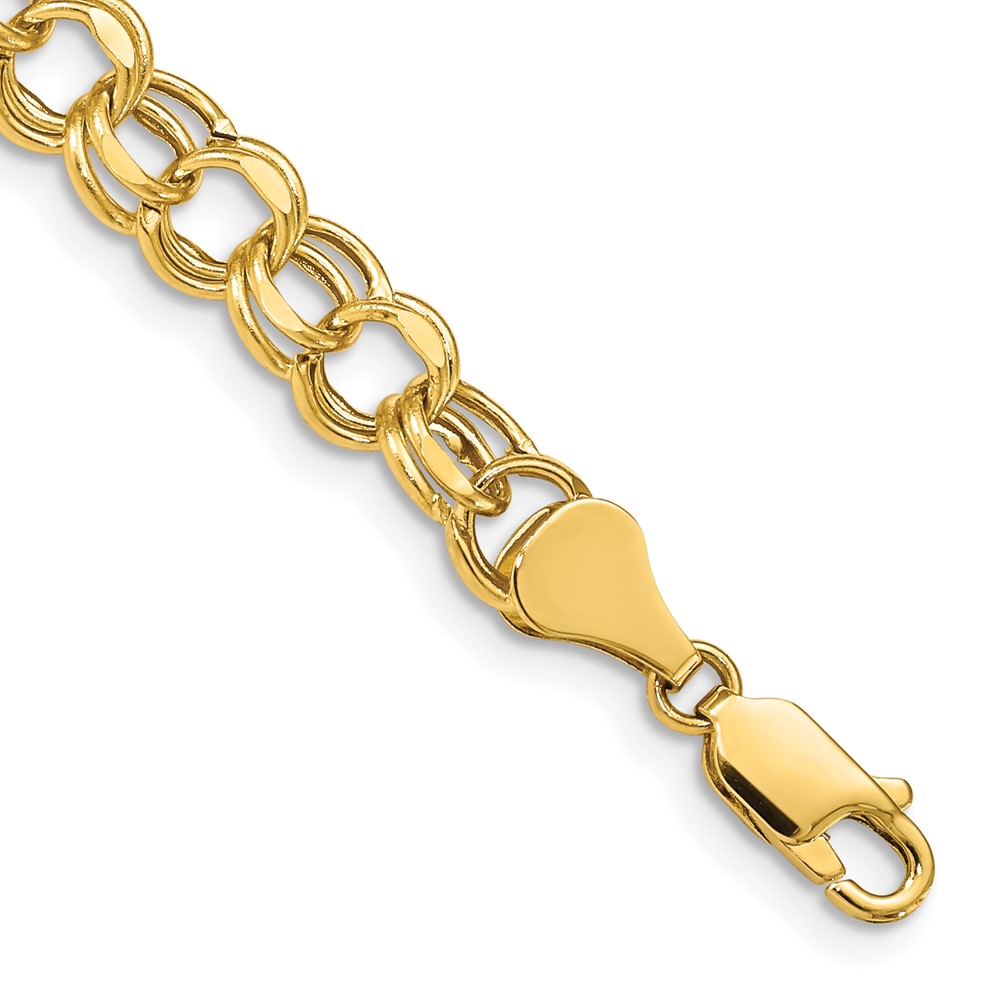 10k 7in 6.5mm Hollow Diamond-cut Double Link Charm Bracelet - Image 1