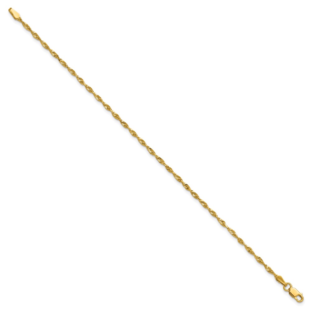 10k 2.0mm Extra-Light D/C Rope Chain Anklet - Image 2
