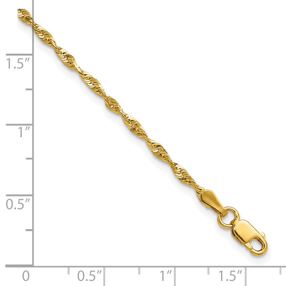 10k 2.0mm Extra-Light D/C Rope Chain Anklet - Image 3