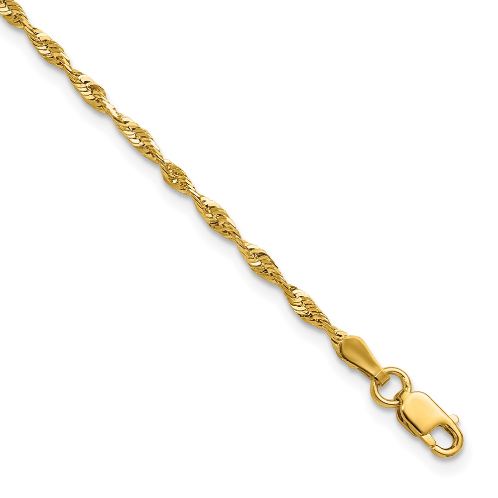 10k 2.0mm Extra-Light D/C Rope Chain Anklet - Image 1