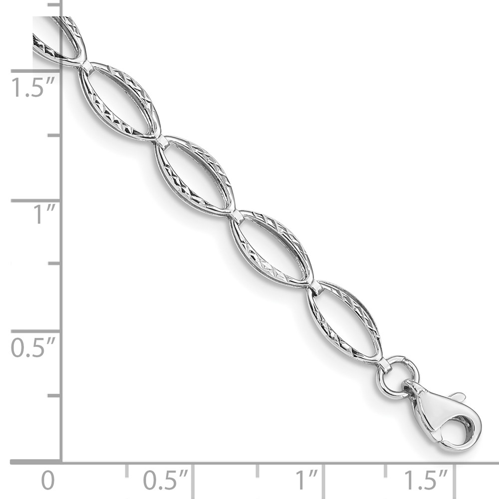 10k White Gold Polished Oval Link Bracelet - Image 3