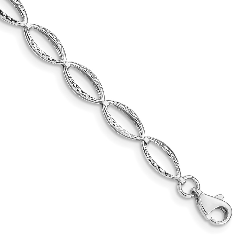 10k White Gold Polished Oval Link Bracelet - Image 1