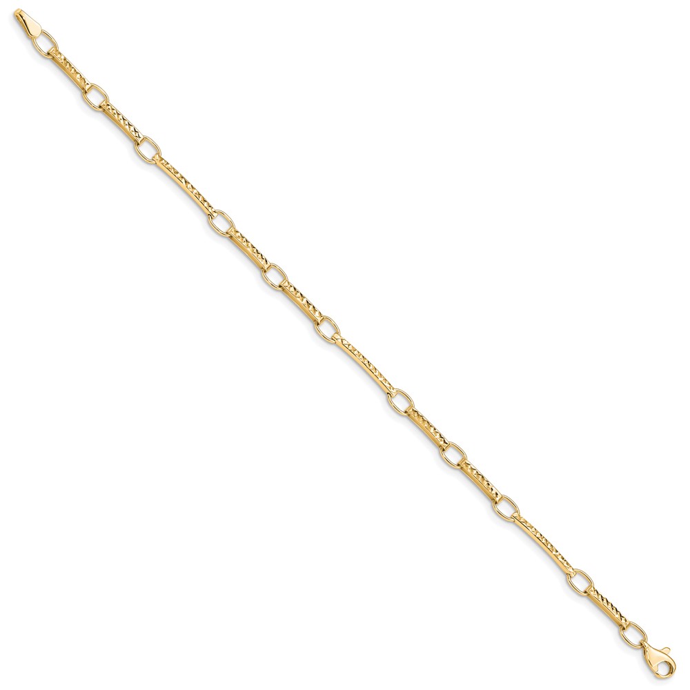 10k Polished and Textured Fancy Link Bracelet - Image 3