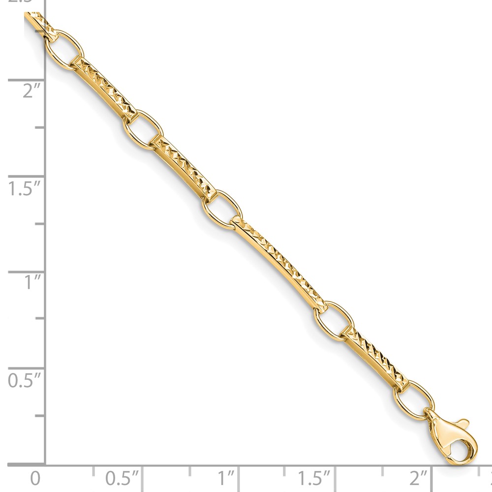 10k Polished and Textured Fancy Link Bracelet - Image 2