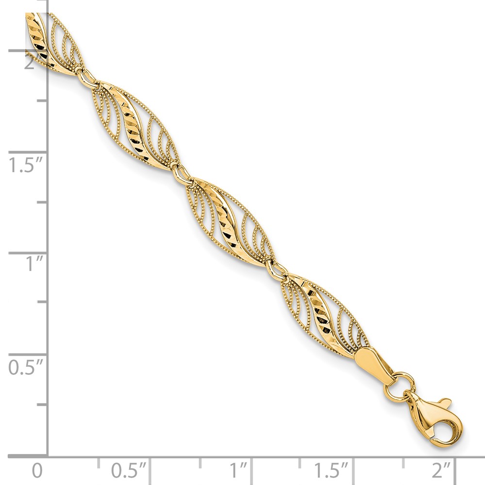 10k Filigree Diamond Cut 7.25 inch Bracelet - Image 4
