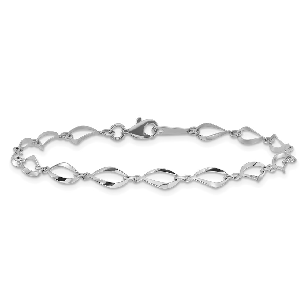 10k White Gold Polished Fancy Link Bracelet - Image 3