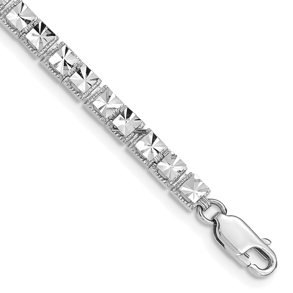 10K White Gold Diamond-Cut Bracelet - Image 1