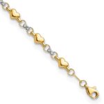 10K Two-tone Polished D/C Heart 7.5in Bracelet