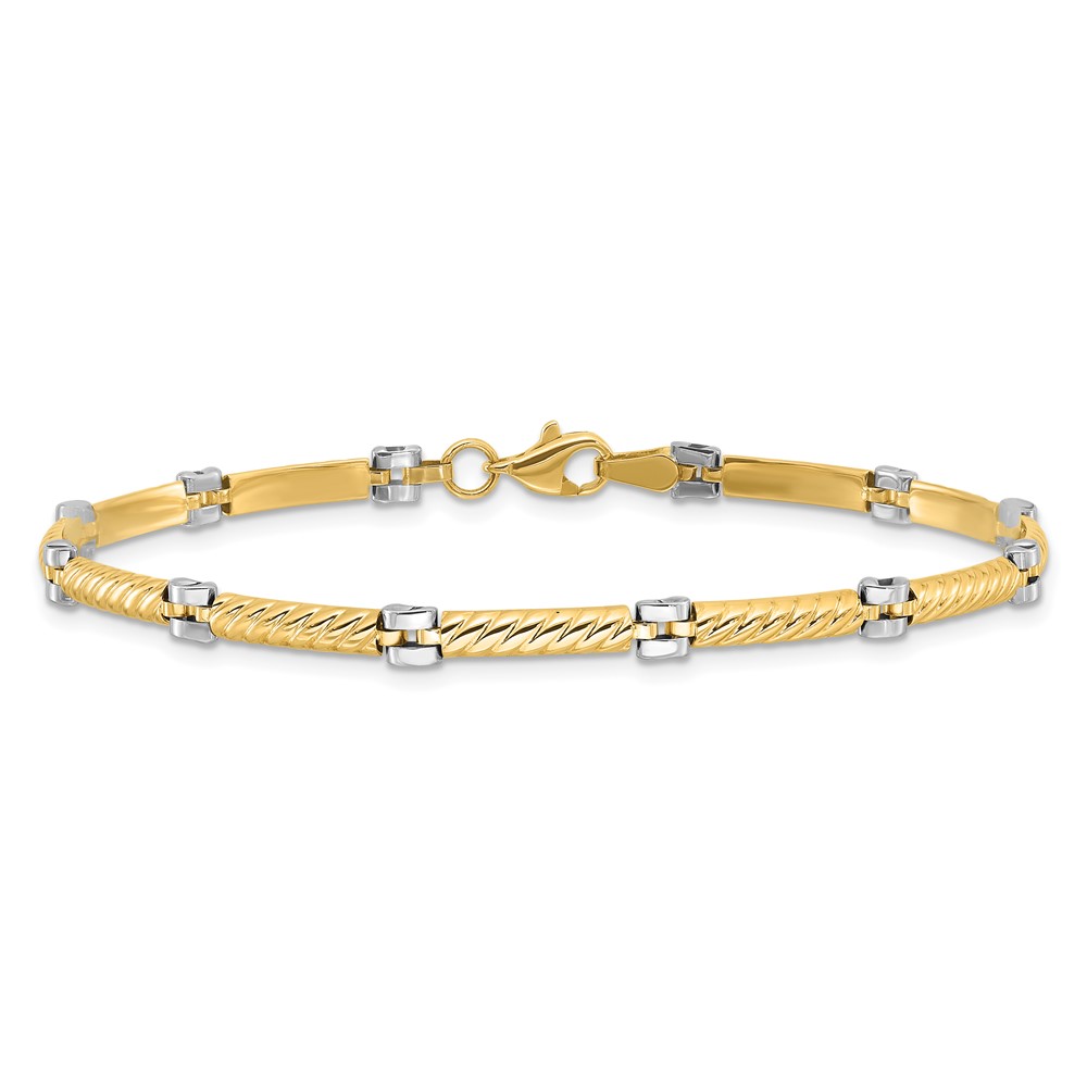 10K Two-tone Polished Fancy Link Bracelet - Image 3