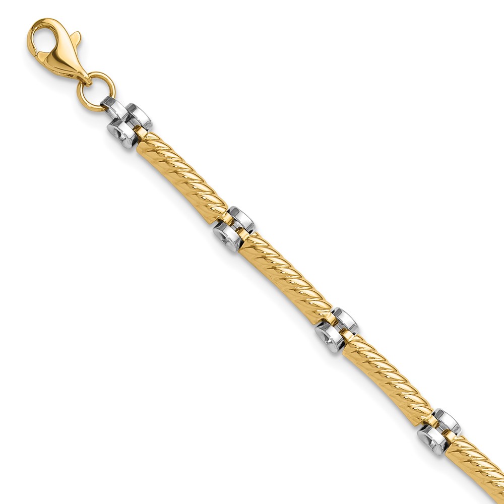 10K Two-tone Polished Fancy Link Bracelet - Image 1
