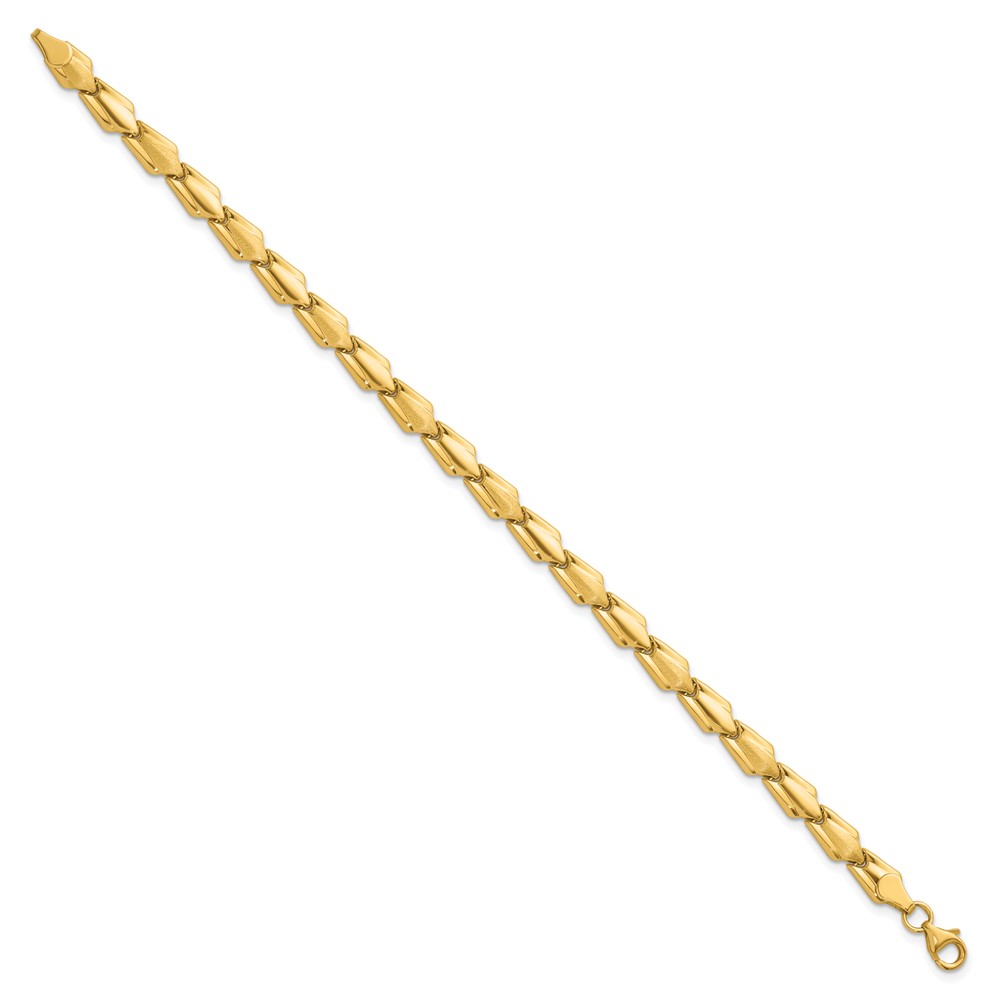 10K Polished and Satin Fancy Link 7.5 inch Bracelet - Image 2