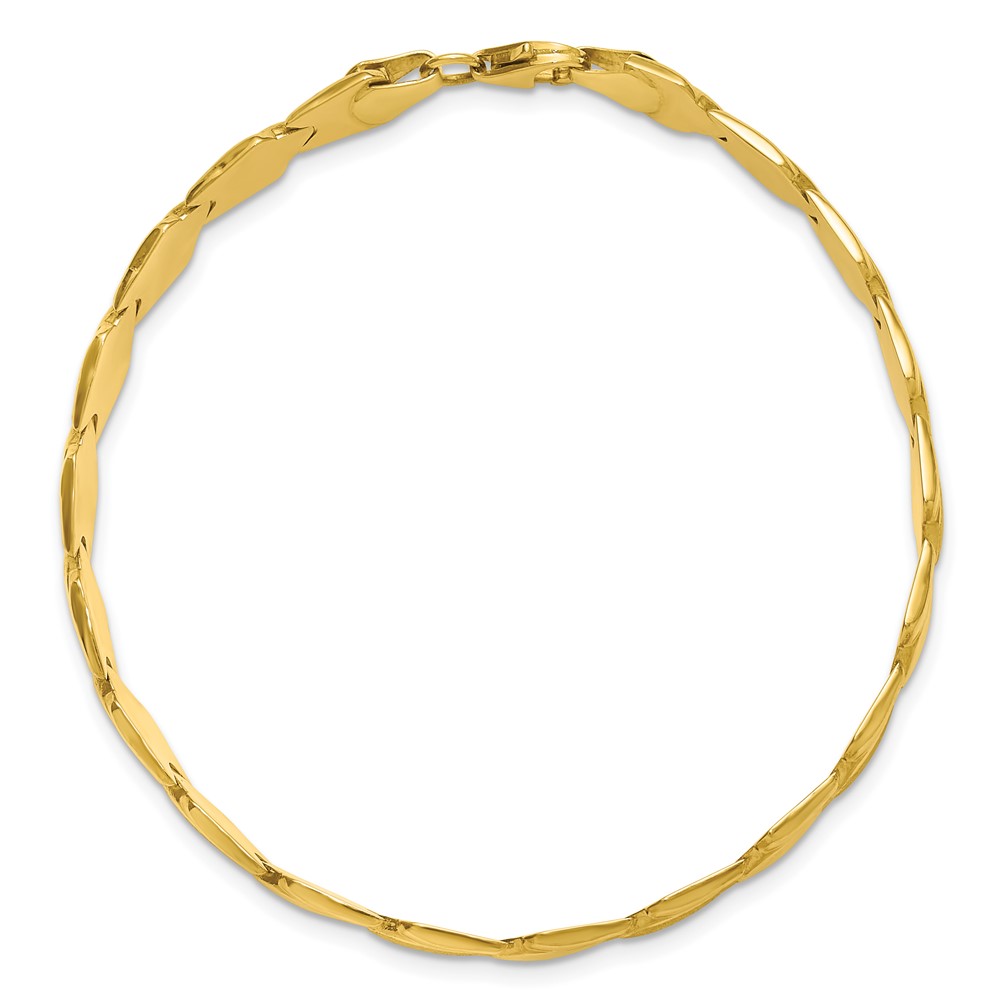 10K Polished and Satin Fancy Link 7.5 inch Bracelet - Image 4