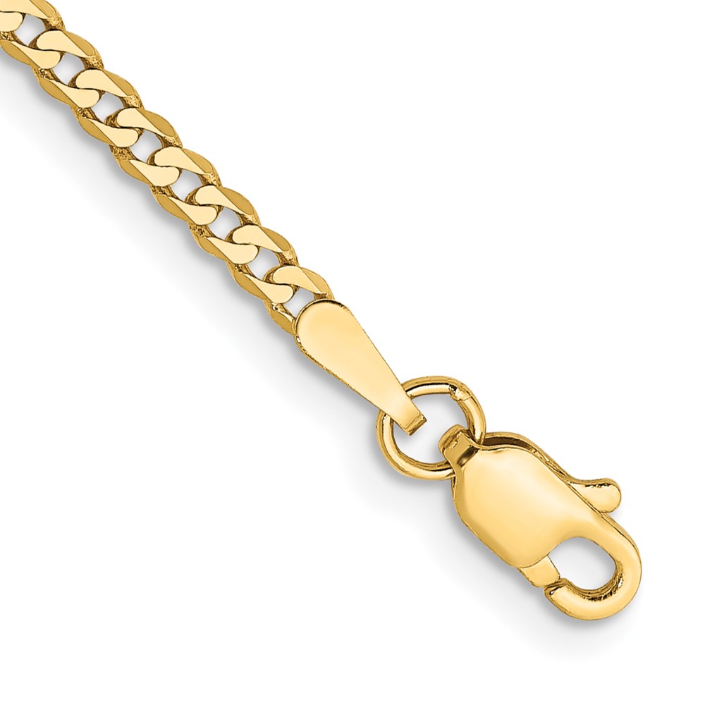 10k 2.2mm Flat Beveled Curb Chain Anklet - Image 1
