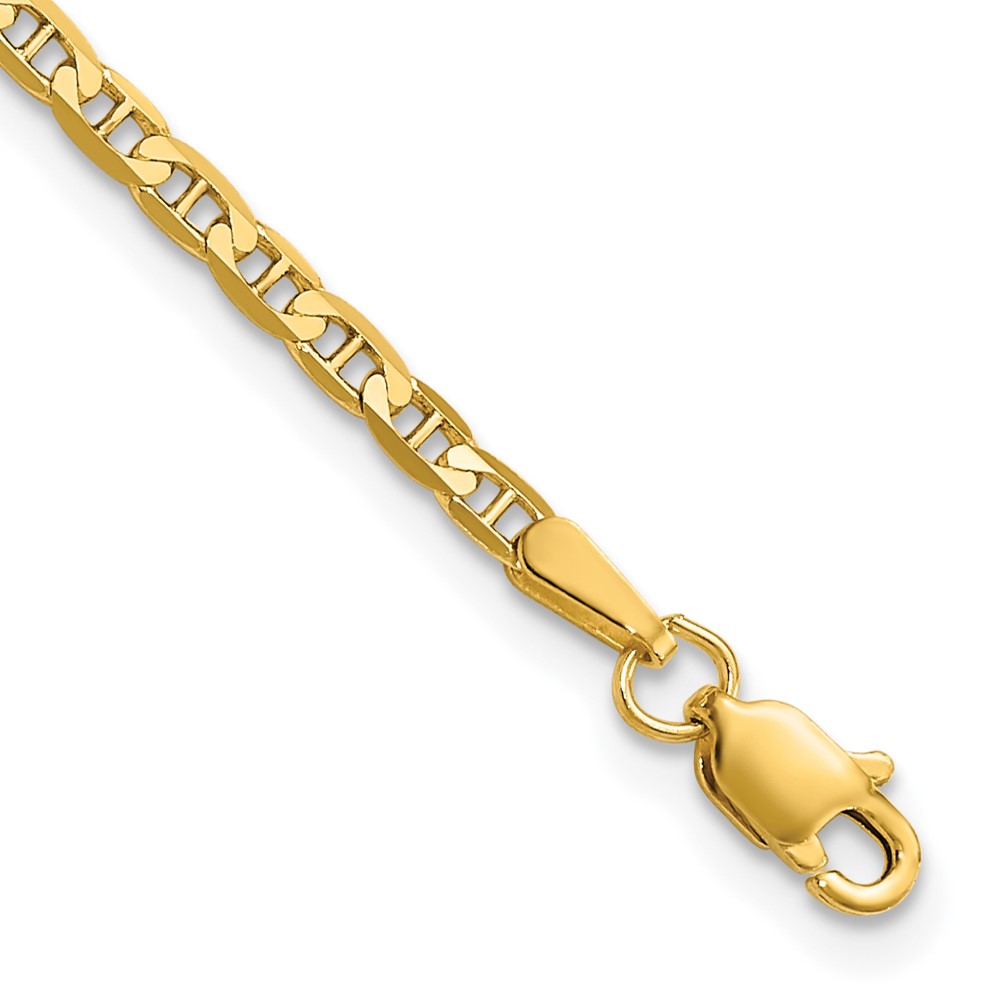 10k 2.4mm Concave Anchor Chain Anklet - Image 1