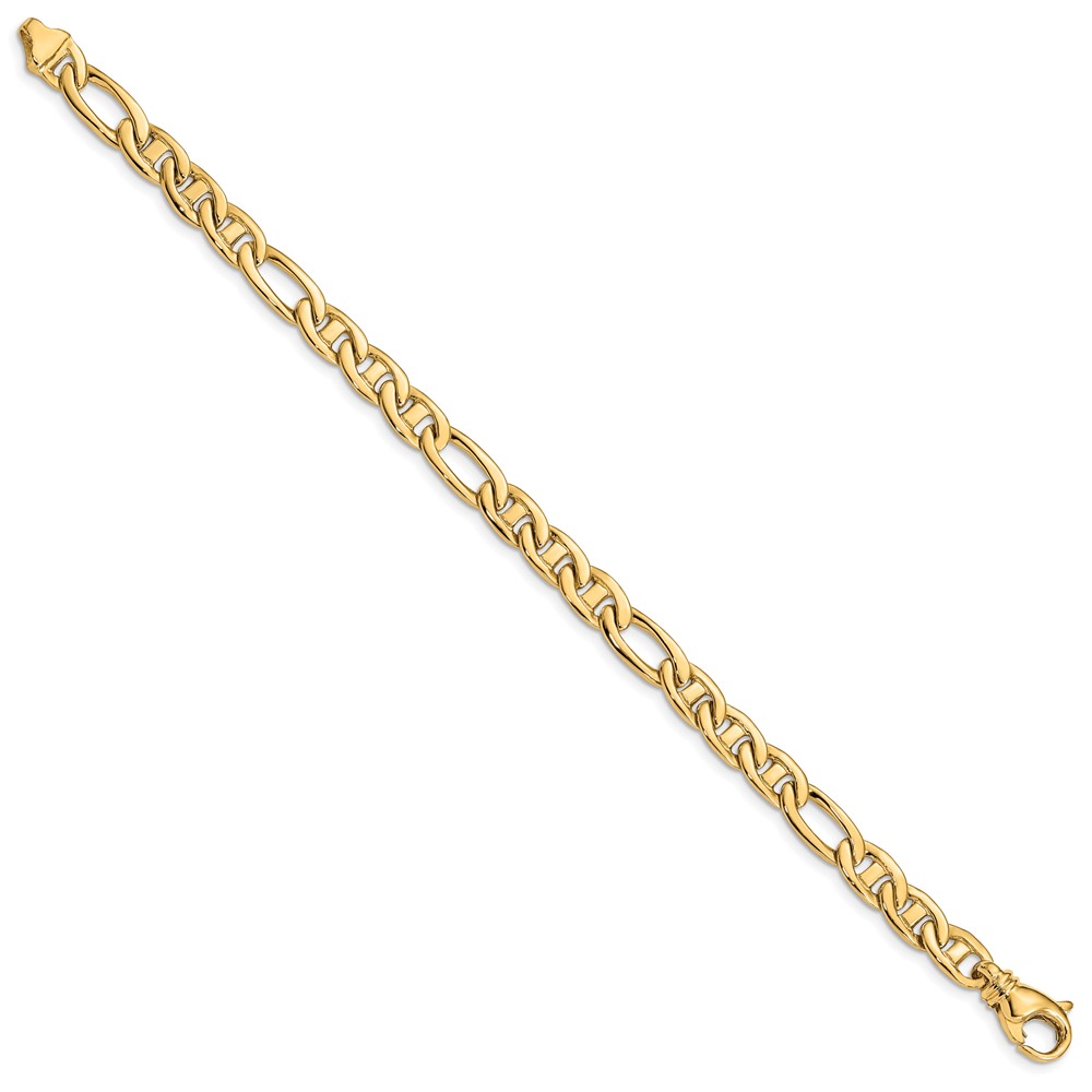 10k 6.5mm Solid Hand-Polished 3 & 1 Flat Anchor Bracelet - Image 2