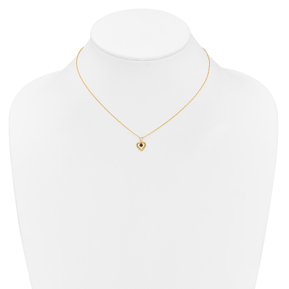 10k Madi K 3mm Garnet Heart Birthstone Necklace - Image 4