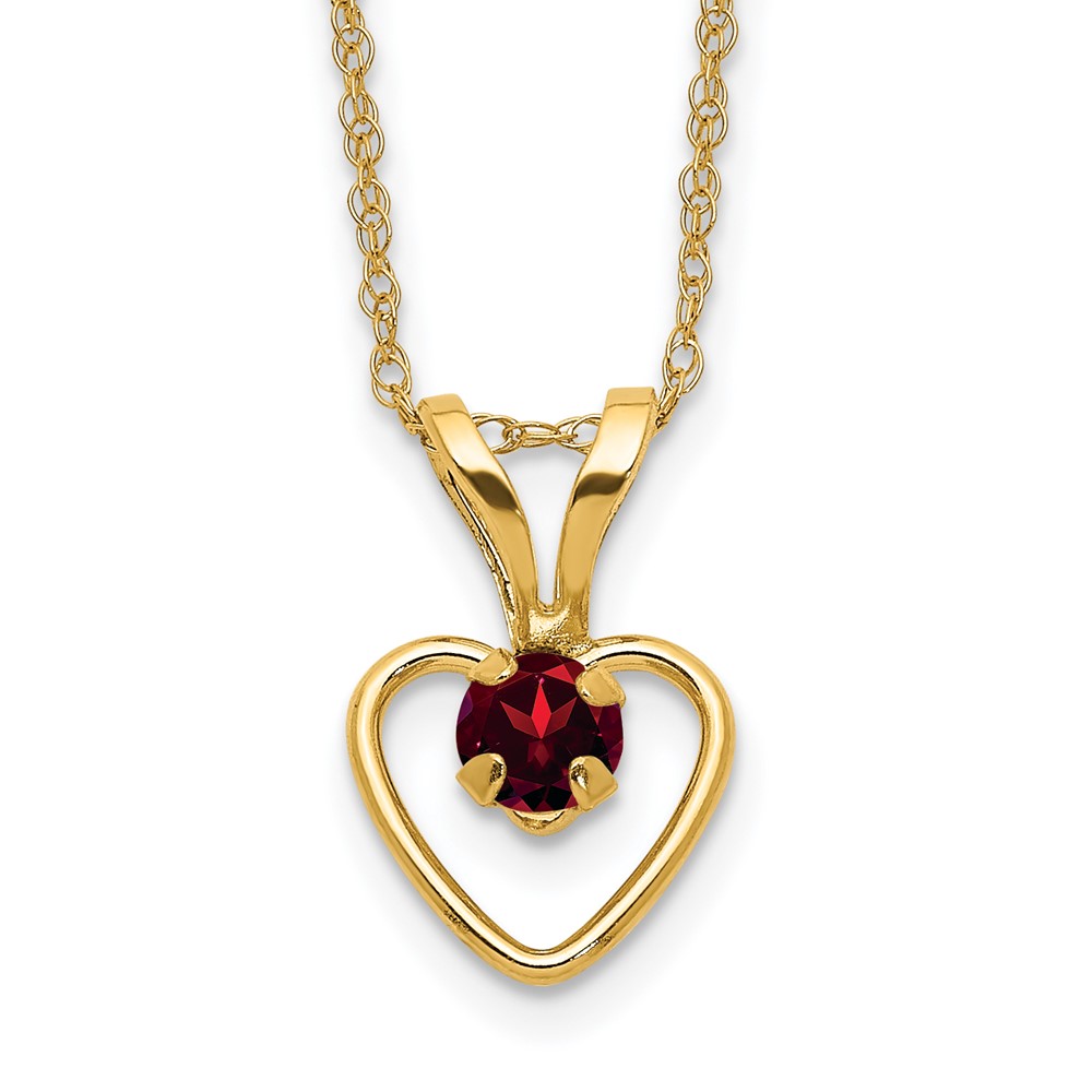 10k Madi K 3mm Garnet Heart Birthstone Necklace - Image 1