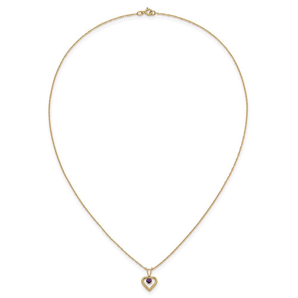 10k Madi K 3mm Amethyst Heart Birthstone Necklace - Image 5