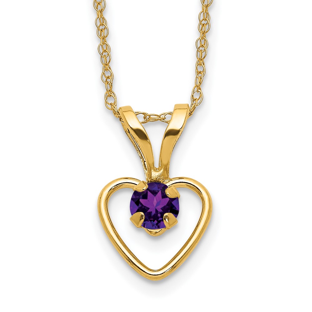 10k Madi K 3mm Amethyst Heart Birthstone Necklace - Image 1