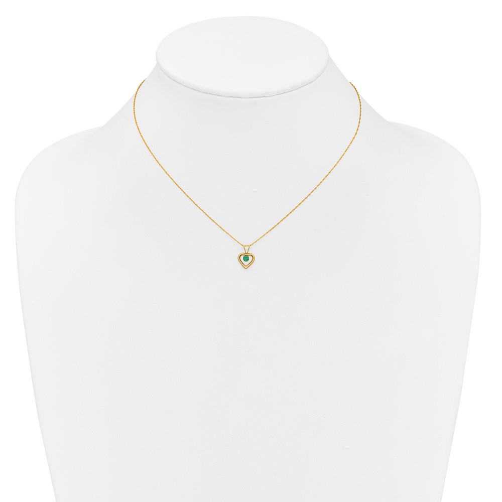 10k Madi K 3mm Emerald Heart Birthstone Necklace - Image 4