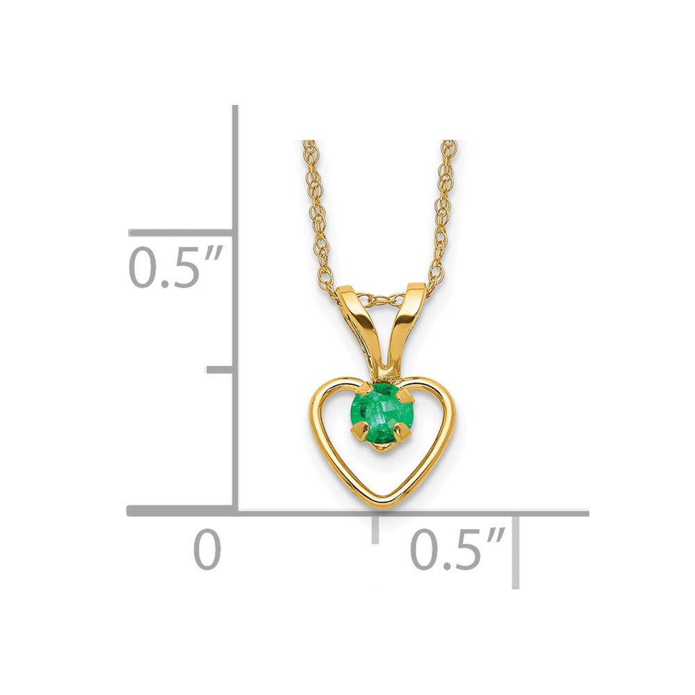 10k Madi K 3mm Emerald Heart Birthstone Necklace - Image 3