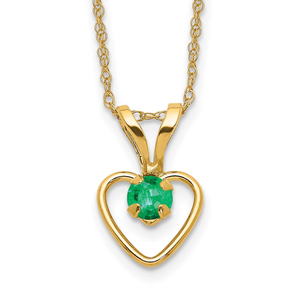 10k Madi K 3mm Emerald Heart Birthstone Necklace - Image 1