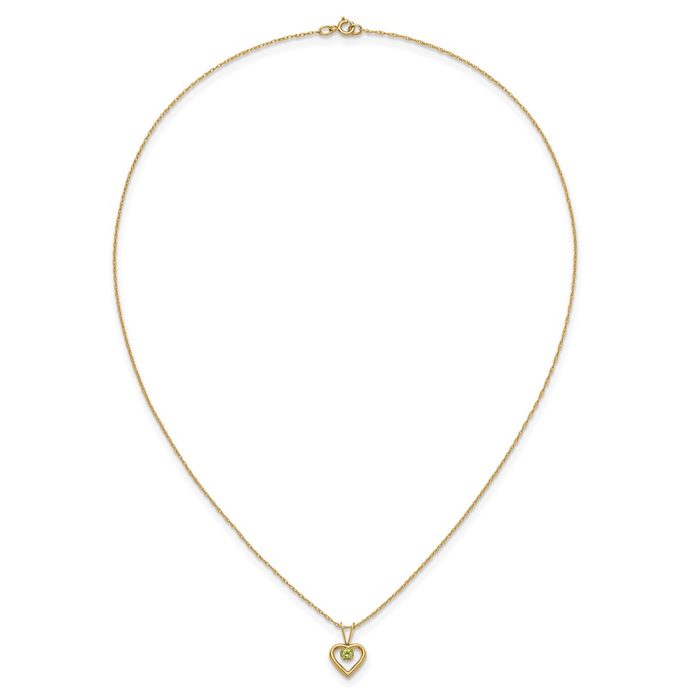 10k Madi K 3mm Peridot Heart Birthstone Necklace - Image 5