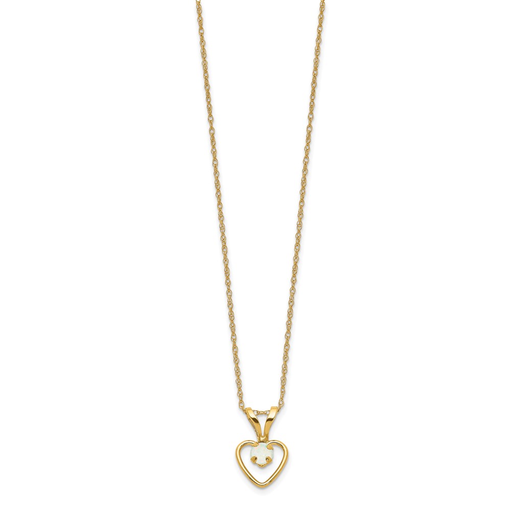 10k Madi K 3mm Opal Heart Necklace - Image 2
