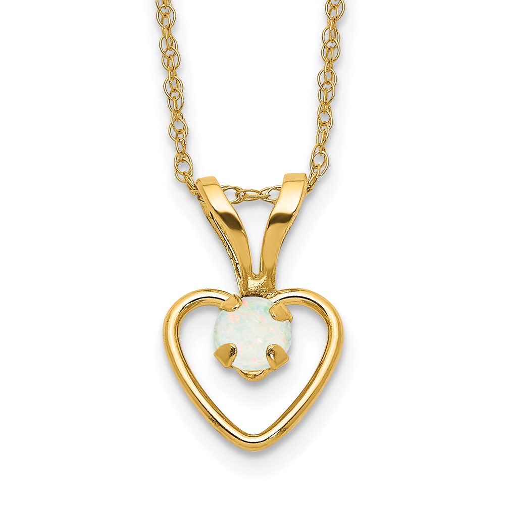 10k Madi K 3mm Opal Heart Necklace - Image 1