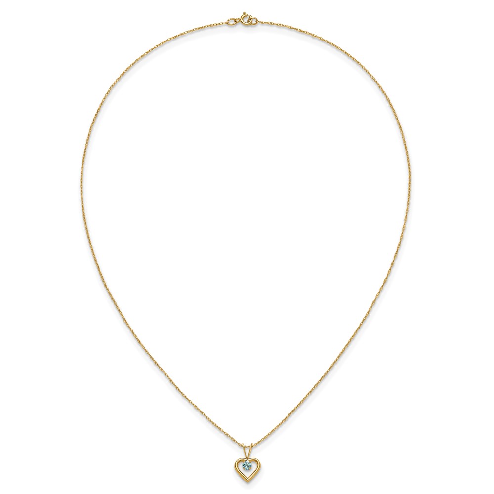 10k Madi K 3mm Blue Zircon Heart Birthstone Necklace - Image 5