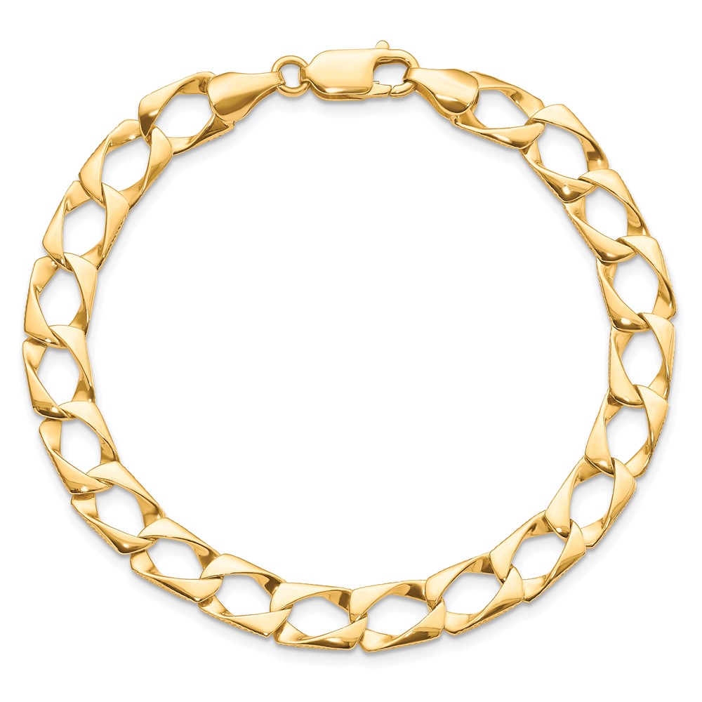 10k 7.4mm Satin & Diamond-cut Fancy Link Bracelet - Image 3