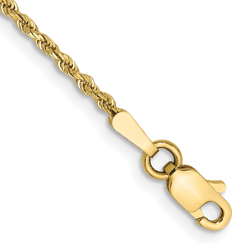 10k 1.5mm Diamond-cut Rope Chain Anklet - Image 1