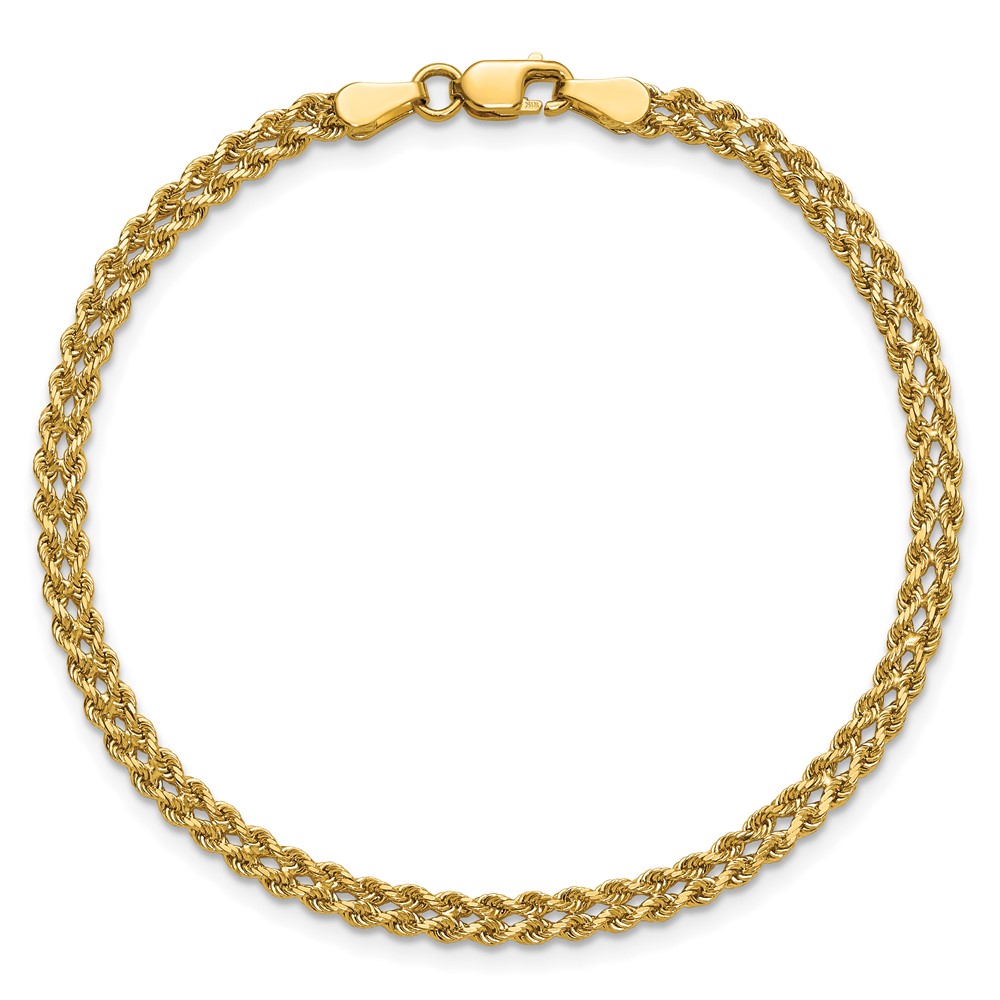 10k 3.0mm Wide Double Strand Rope Bracelet - Image 5