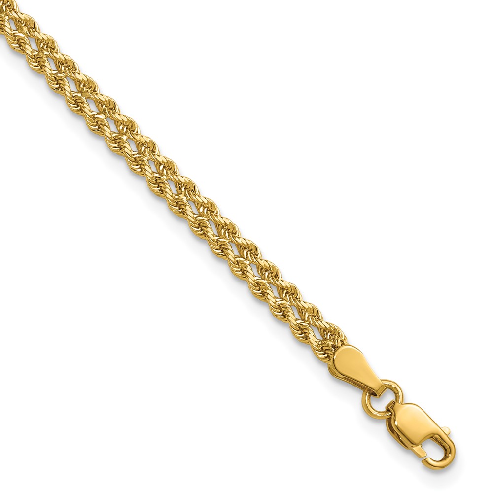 10k 3.0mm Wide Double Strand Rope Bracelet - Image 1