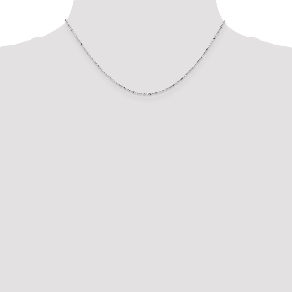 10k White Gold 1mm Carded Singapore Chain - Image 4