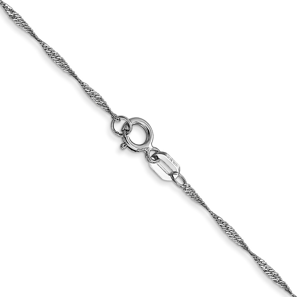10k White Gold 1mm Carded Singapore Chain - Image 3
