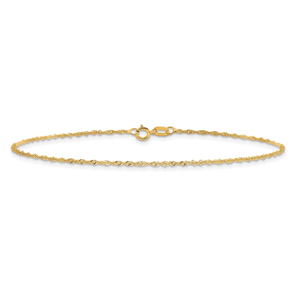 10k 1.1mm Singapore Chain Anklet - Image 3