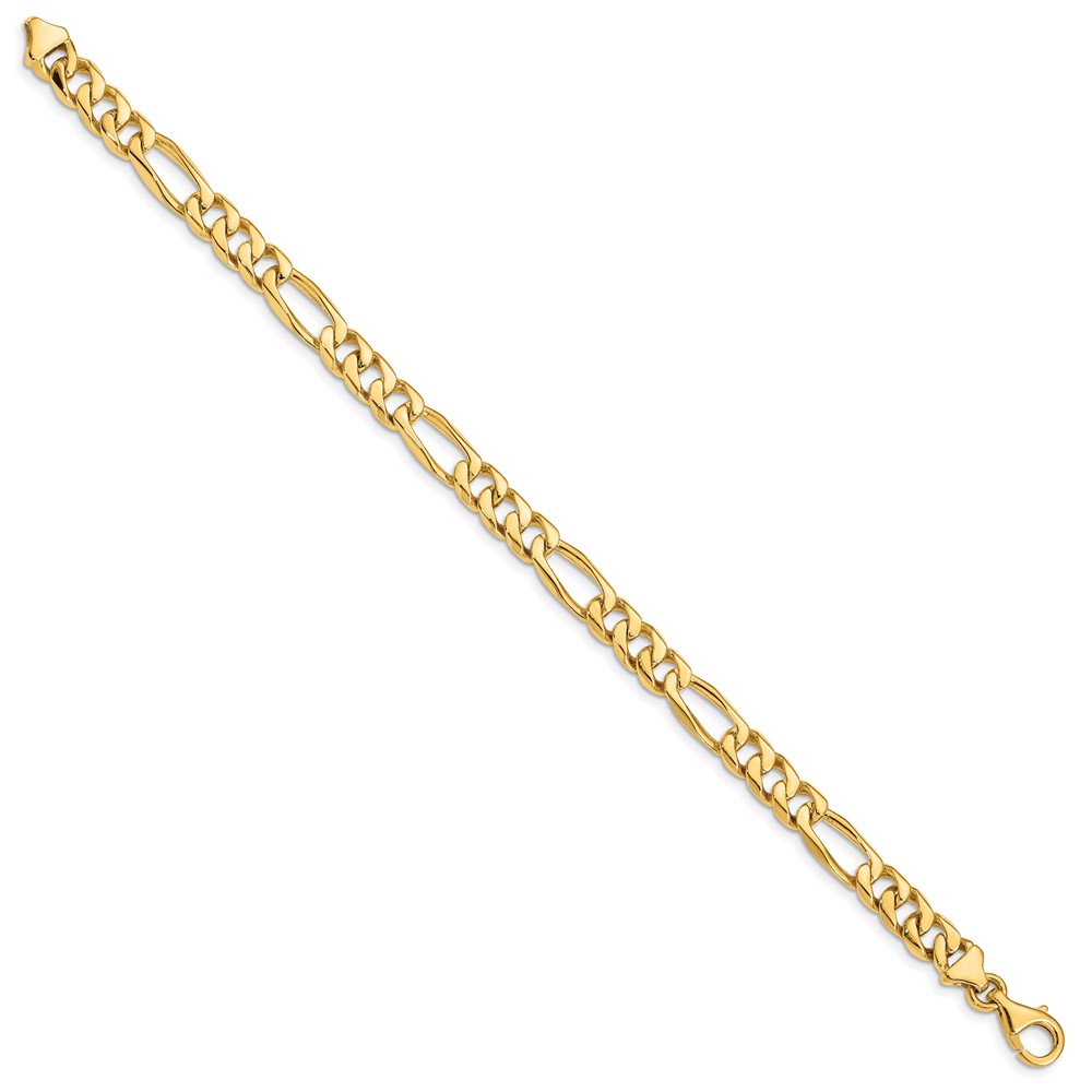 10k 7mm Hand-Polished Figaro Link Bracelet - Image 2