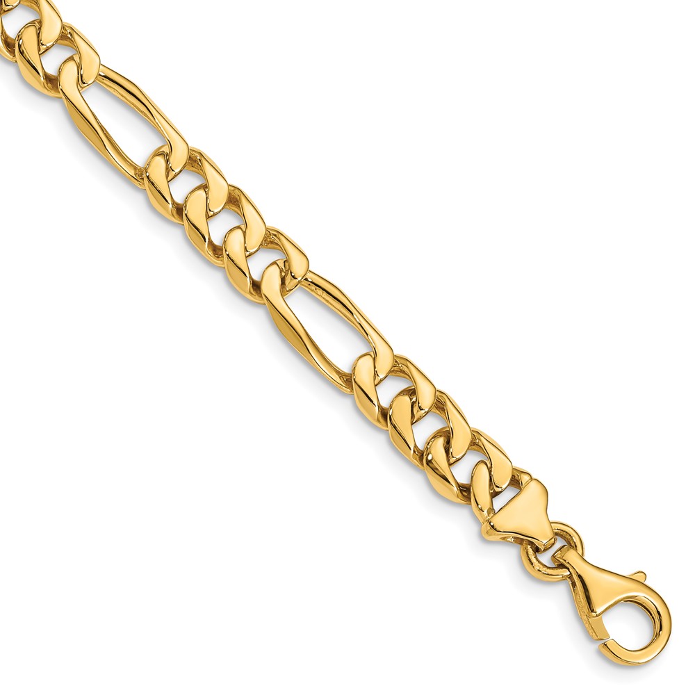 10k 7mm Hand-Polished Figaro Link Bracelet - Image 1