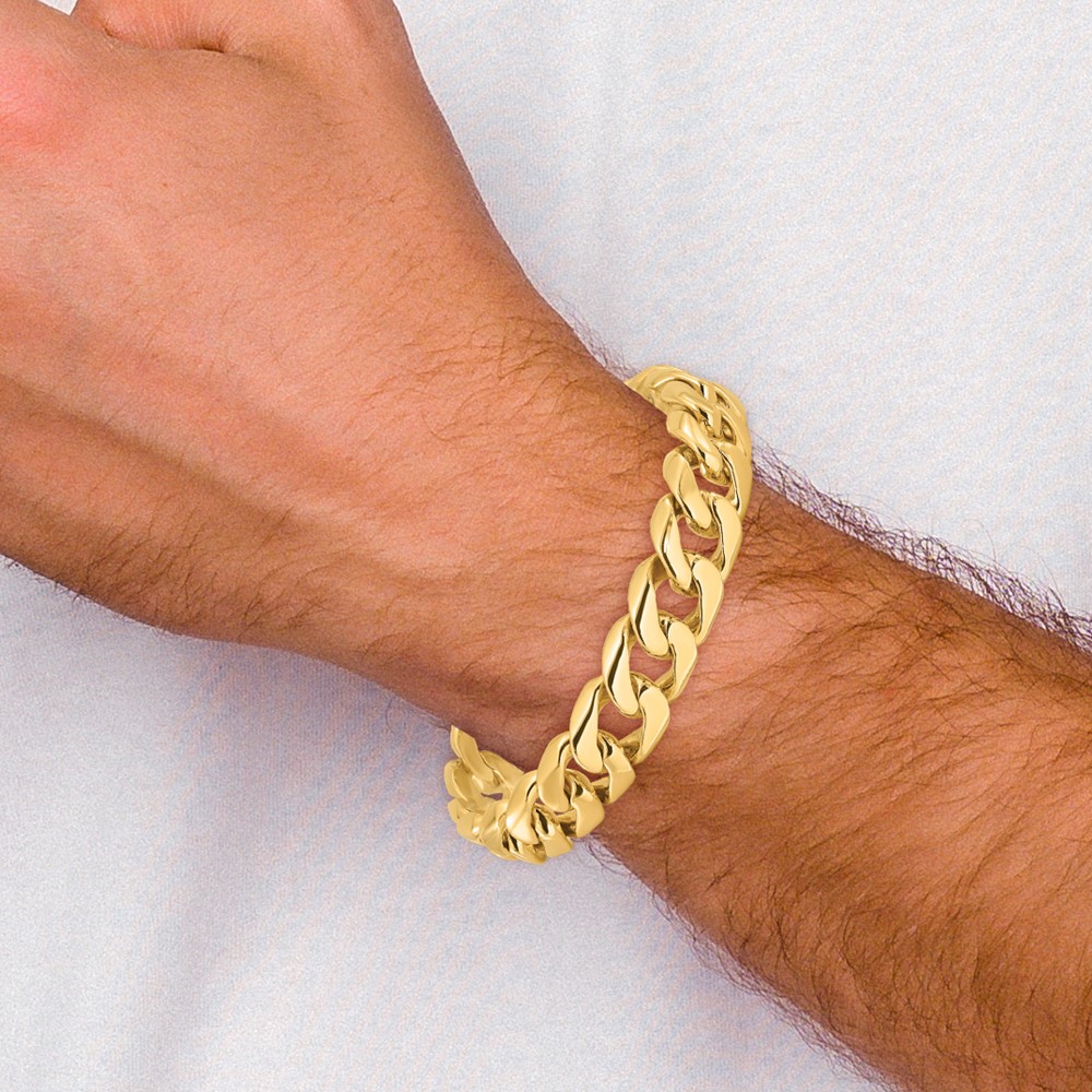 10k 13.4mm Hand-polished Rounded Curb Link Bracelet - Image 5