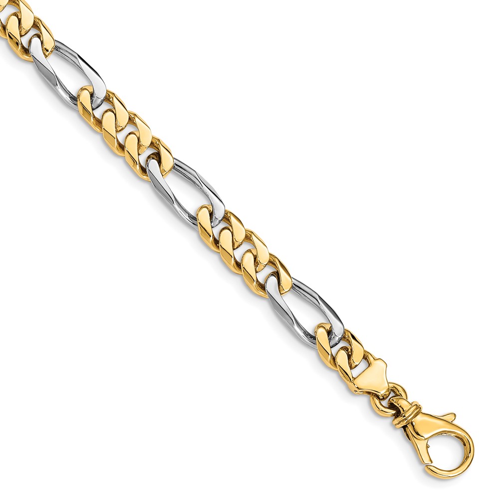 10k Two-tone 6.1mm Hand-polished Fancy Link Bracelet - Image 1