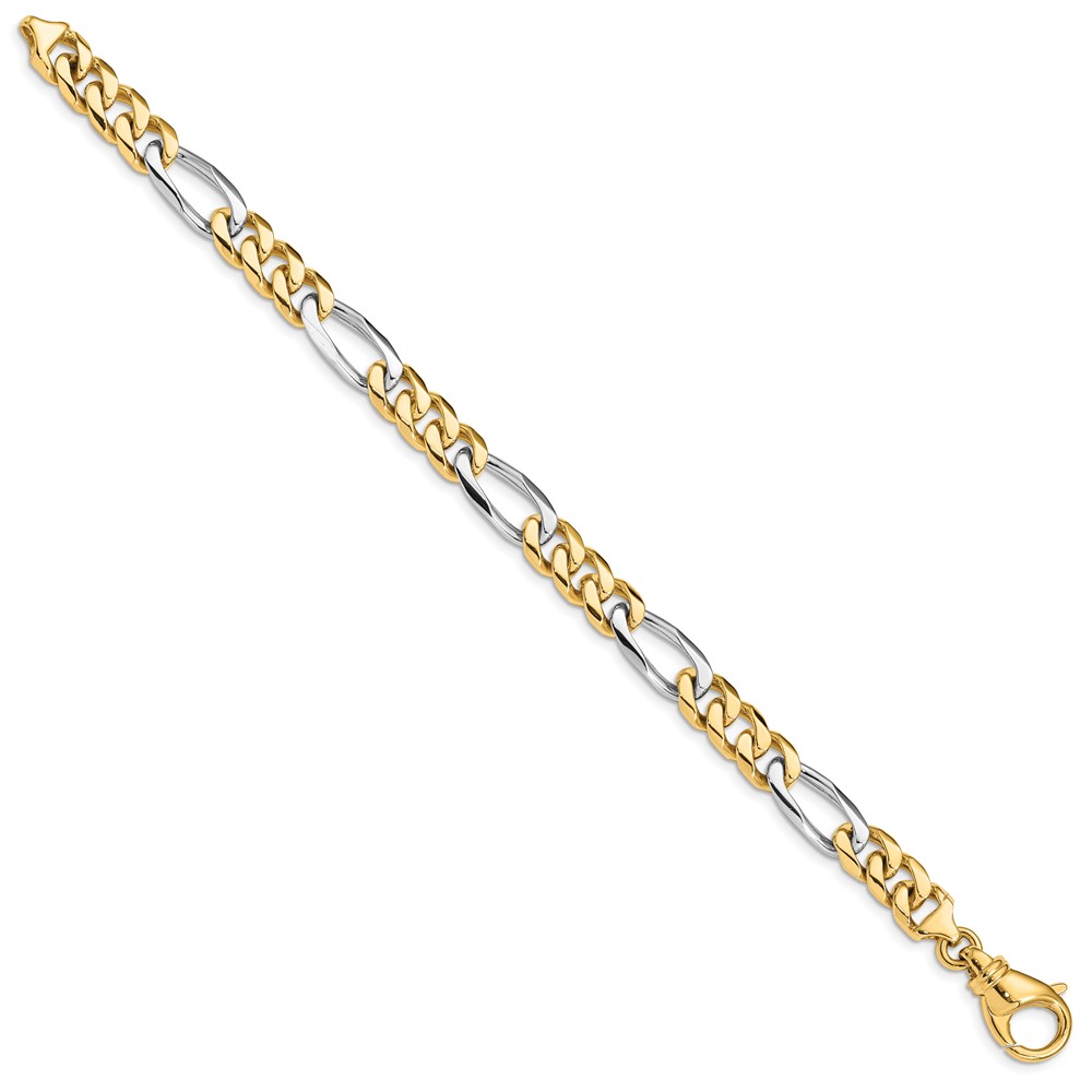 10k Two-tone 7.85mm Hand Polished Fancy Link Bracelet - Image 3