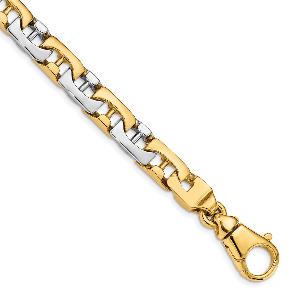 10k Two-tone 8.5mm Hand-polished Fancy Link Bracelet - Image 1