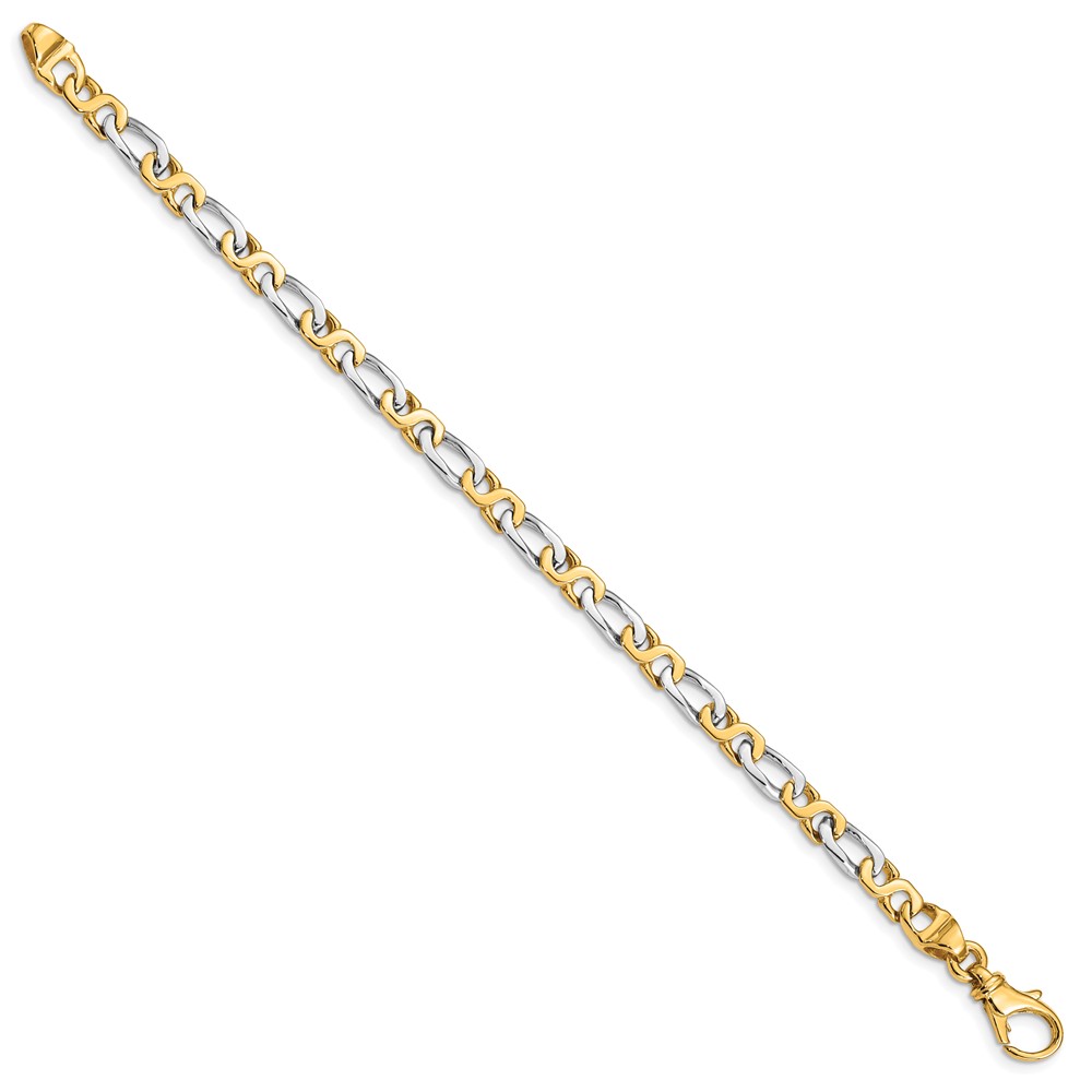 10k Two-tone 4.8mm Hand Polished Fancy Link Bracelet - Image 3