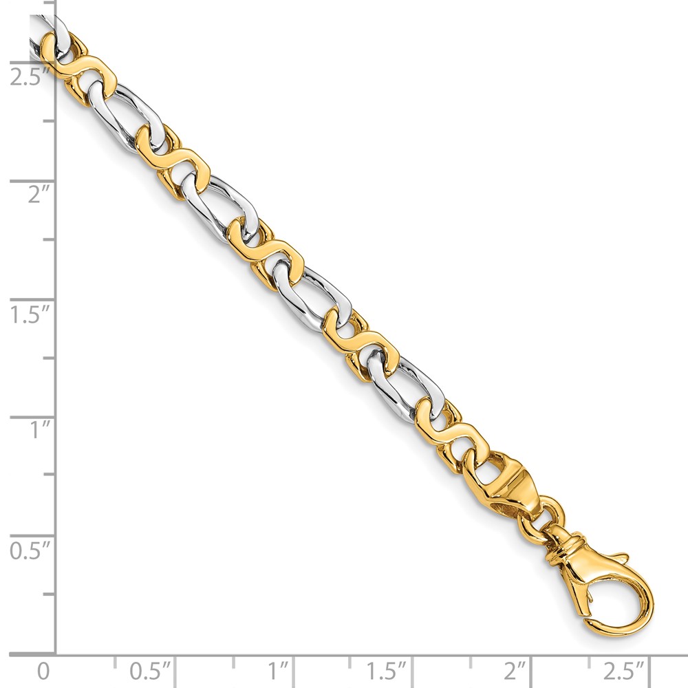 10k Two-tone 4.8mm Hand Polished Fancy Link Bracelet - Image 2