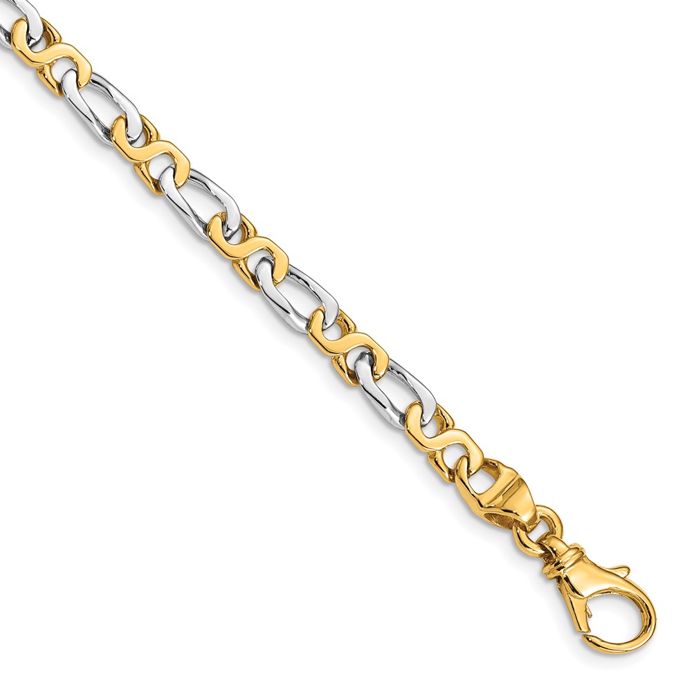 10k Two-tone 4.8mm Hand Polished Fancy Link Bracelet - Image 1