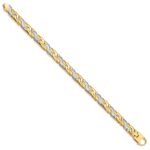 10k Two-tone 8.8mm Satin & Hand Polished Fancy Link Bracelet - Image 2