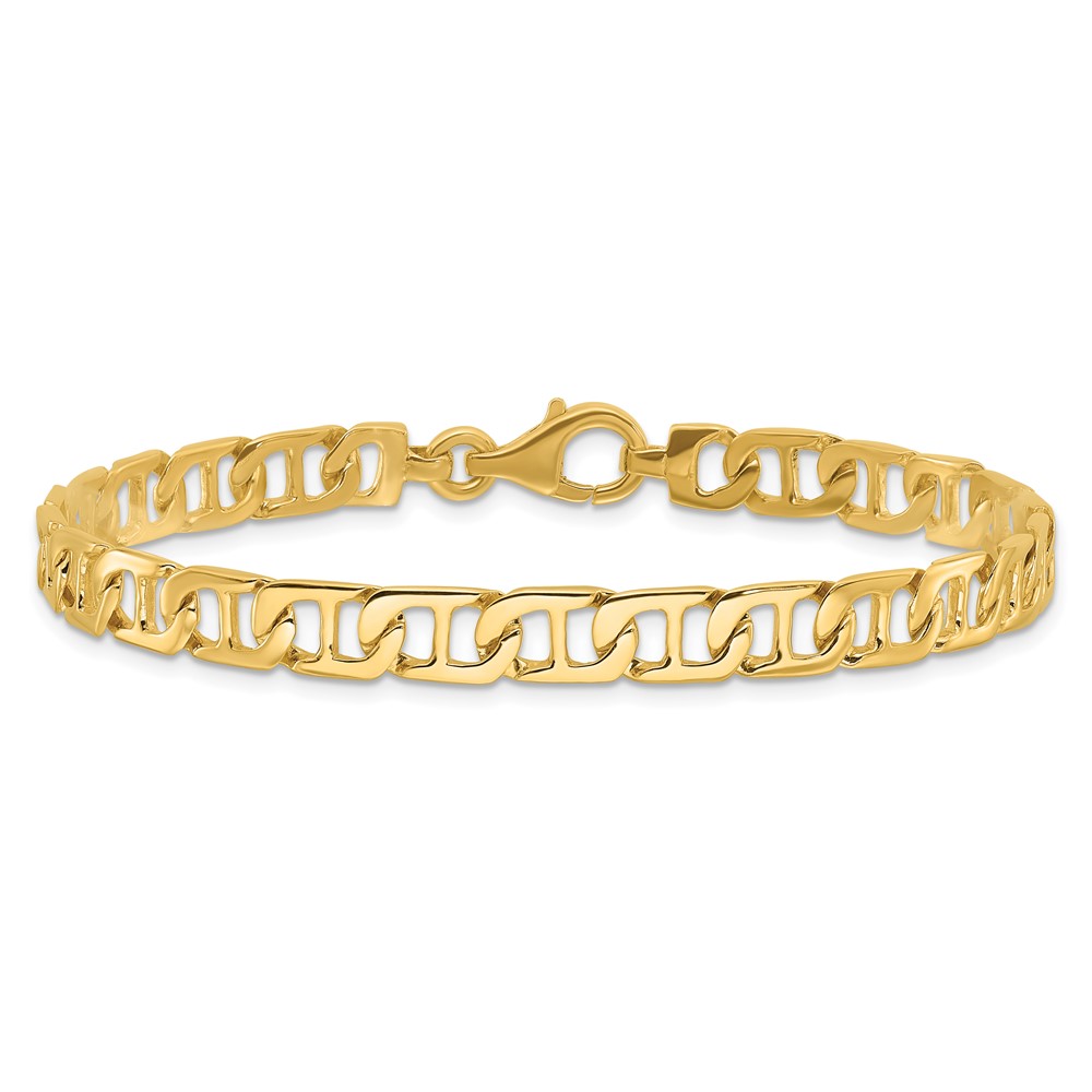 10k 6.5mm Hand-polished Fancy Anchor Link Bracelet - Image 3